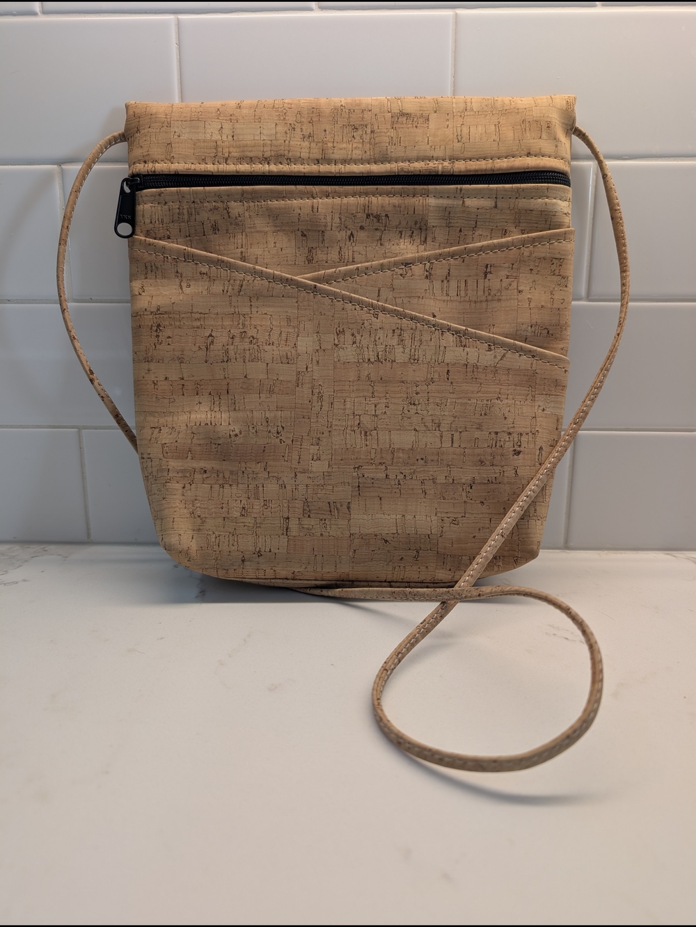 Natalie Therese Cork Crossbody Bag Vegan Handmade USA Natural Tan Travel Purse